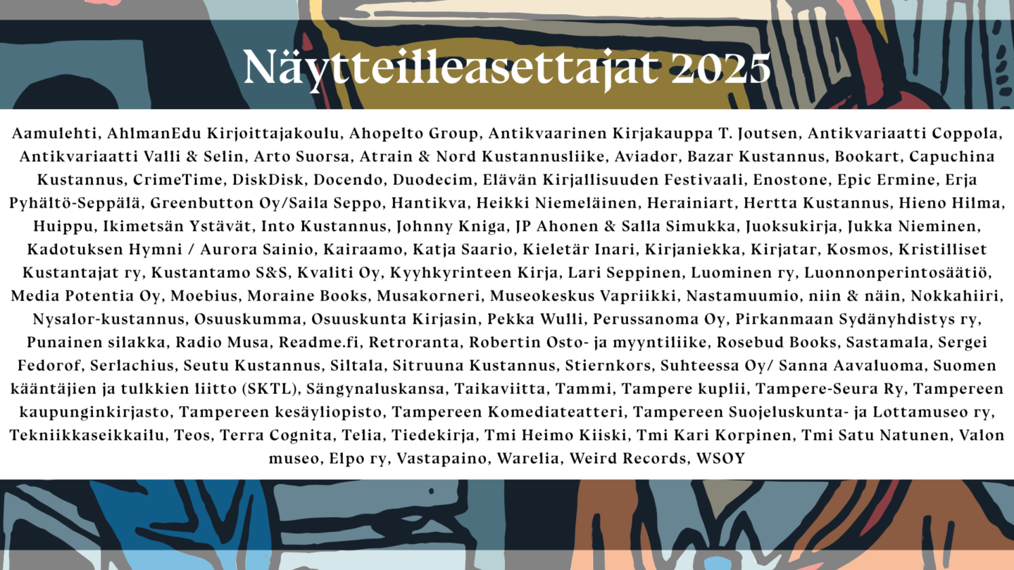 Tampereen Kirjafestareiden näytteilleasettajat 2025
